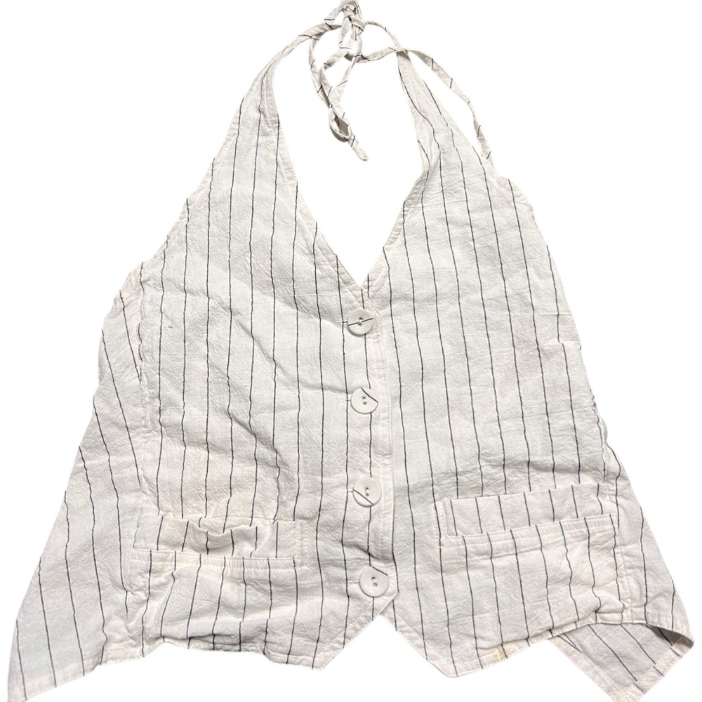 Princess Polly Striped Halter Top Buttons Y2K Old Money‎ Style